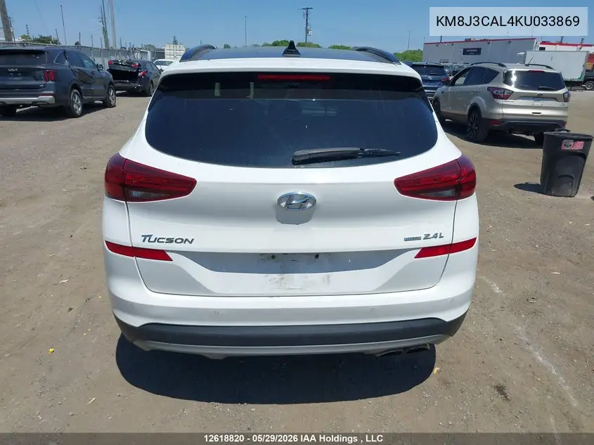 2019 Hyundai Tucson Limited/Sel/Sport/Ultimate/Value/Night VIN: KM8J3CAL4KU033869 Lot: 12618820