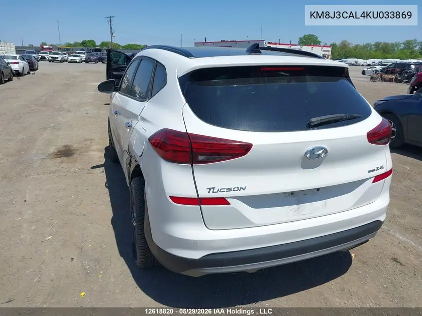 2019 Hyundai Tucson Limited/Sel/Sport/Ultimate/Value/Night VIN: KM8J3CAL4KU033869 Lot: 12618820