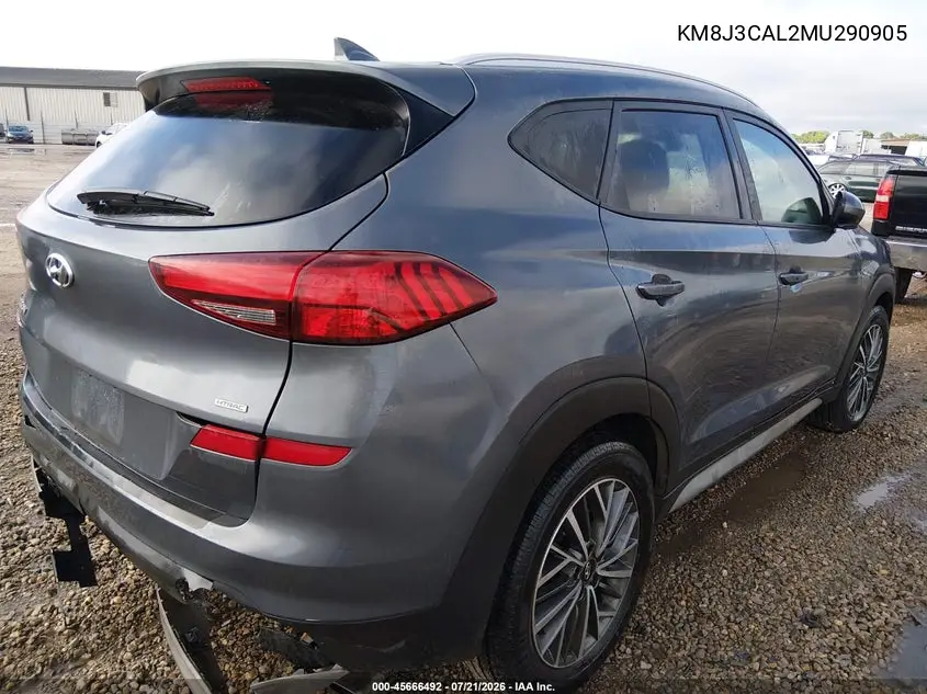 2021 Hyundai Tucson Sel VIN: KM8J3CAL2MU290905 Lot: 45666492