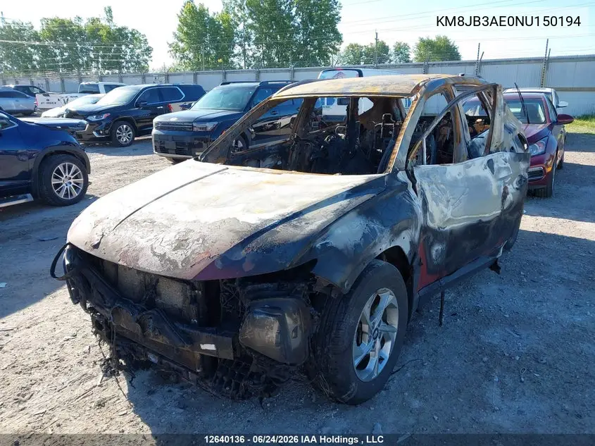 2022 Hyundai Tucson Preferred Fwd VIN: KM8JB3AE0NU150194 Lot: 12640136
