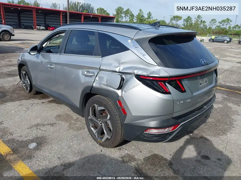 2022 Hyundai Tucson Sel VIN: 5NMJF3AE2NH035287 Lot: 45229814