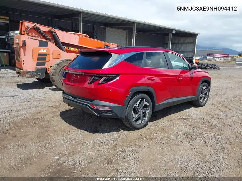 2022 Hyundai Tucson Sel VIN: 5NMJC3AE9NH094412 Lot: 45241574