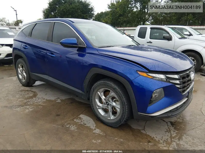2022 Hyundai Tucson Se VIN: 5NMJA3AE3NH004189 Lot: 45576330