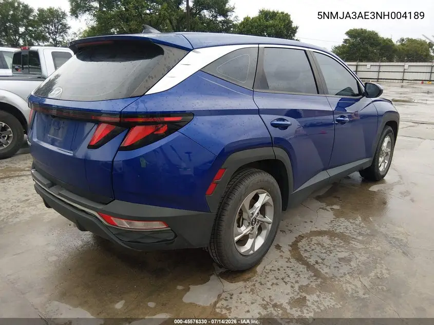 2022 Hyundai Tucson Se VIN: 5NMJA3AE3NH004189 Lot: 45576330
