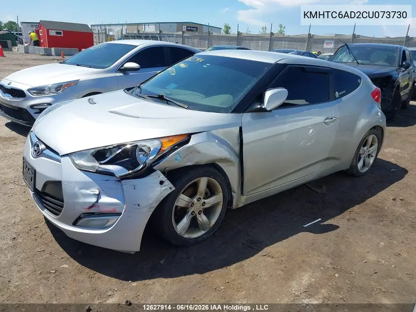2012 Hyundai Veloster VIN: KMHTC6AD2CU073730 Lot: 12627914