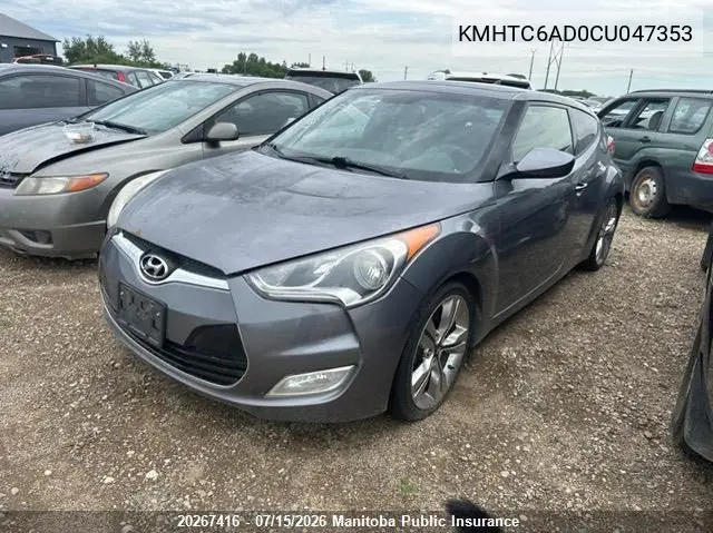 2012 Hyundai Veloster VIN: KMHTC6AD0CU047353 Lot: 20267416