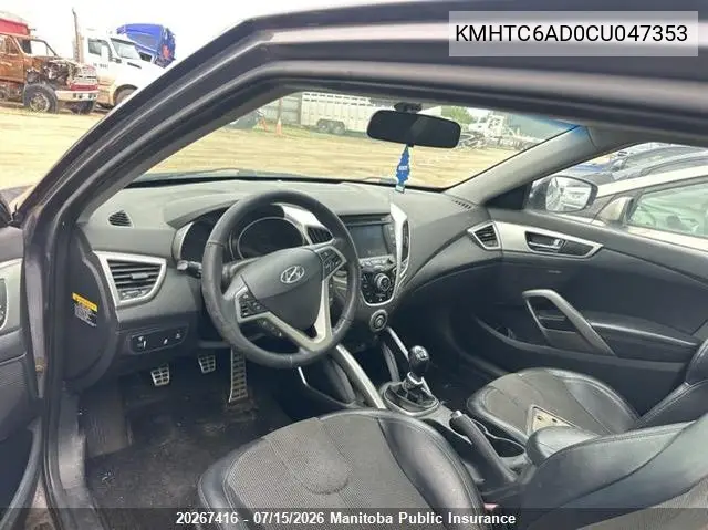 2012 Hyundai Veloster VIN: KMHTC6AD0CU047353 Lot: 20267416