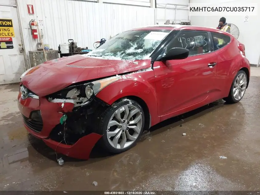 KMHTC6AD7CU035717 2012 Hyundai Veloster Base W/Red/Black