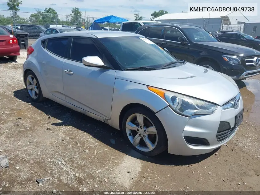 2012 Hyundai Veloster Base W/Gray VIN: KMHTC6AD8CU049738 Lot: 45384689