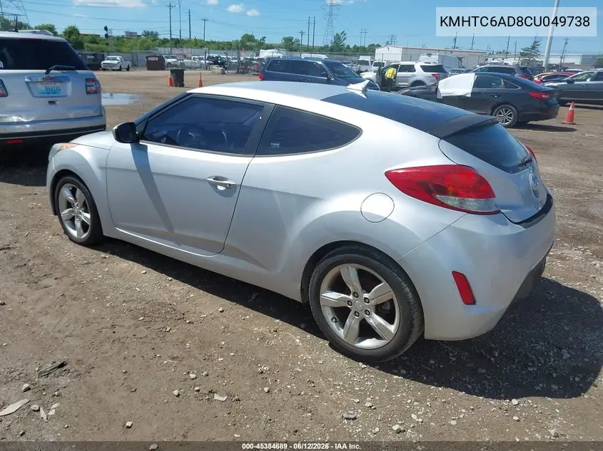 2012 Hyundai Veloster Base W/Gray VIN: KMHTC6AD8CU049738 Lot: 45384689