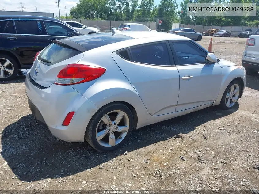2012 Hyundai Veloster Base W/Gray VIN: KMHTC6AD8CU049738 Lot: 45384689
