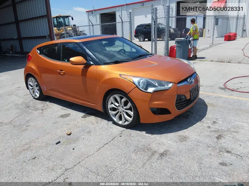 2012 Hyundai Veloster Base W/Black VIN: KMHTC6AD5CU028331 Lot: 45389240