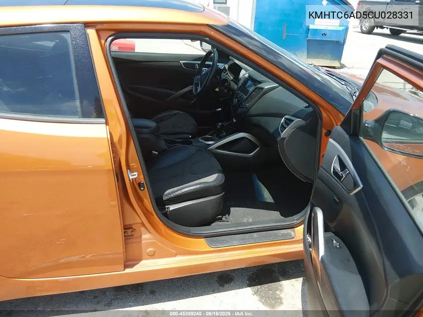 2012 Hyundai Veloster Base W/Black VIN: KMHTC6AD5CU028331 Lot: 45389240
