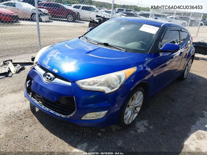 2012 Hyundai Veloster Base W/Black VIN: KMHTC6AD4CU036453 Lot: 45392793