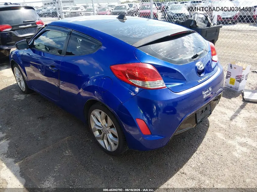 2012 Hyundai Veloster Base W/Black VIN: KMHTC6AD4CU036453 Lot: 45392793