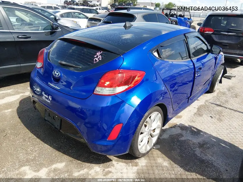 2012 Hyundai Veloster Base W/Black VIN: KMHTC6AD4CU036453 Lot: 45392793