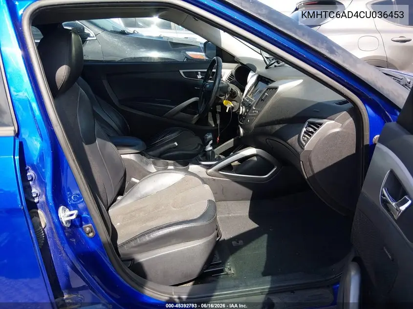 2012 Hyundai Veloster Base W/Black VIN: KMHTC6AD4CU036453 Lot: 45392793