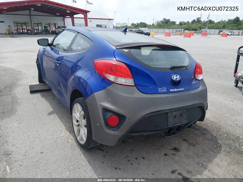 2012 Hyundai Veloster Base W/Black VIN: KMHTC6ADXCU072325 Lot: 45422322