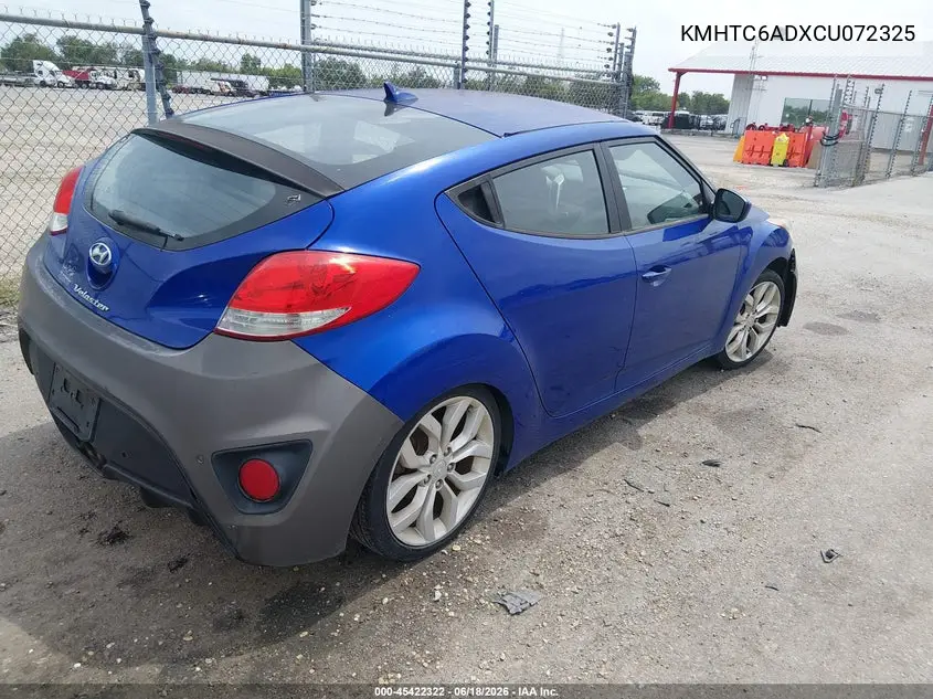 2012 Hyundai Veloster Base W/Black VIN: KMHTC6ADXCU072325 Lot: 45422322