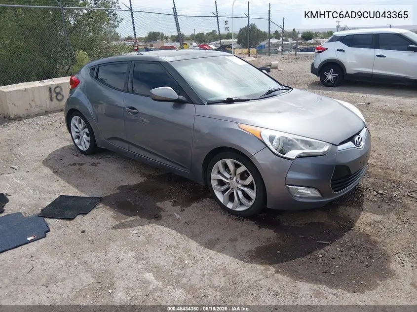 2012 Hyundai Veloster Base W/Black VIN: KMHTC6AD9CU043365 Lot: 45434350