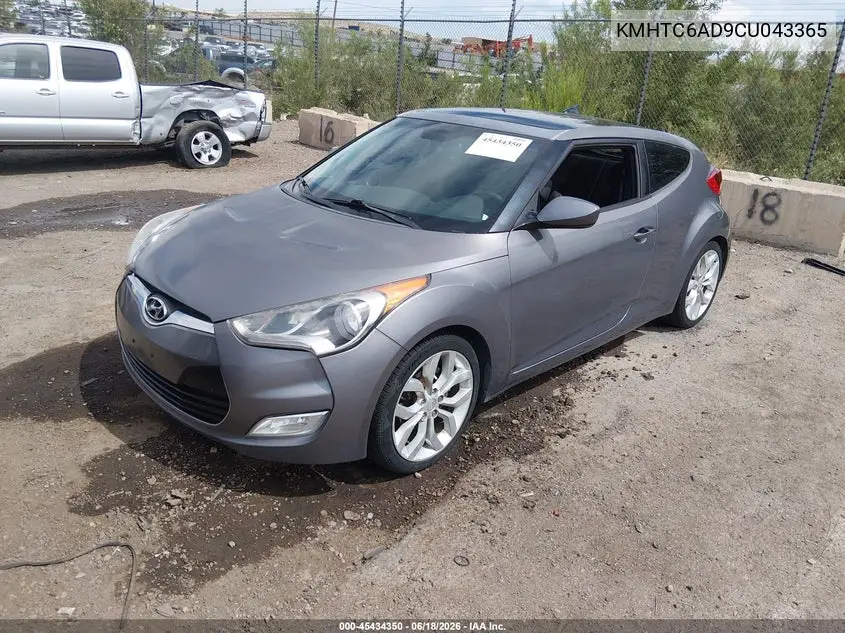2012 Hyundai Veloster Base W/Black VIN: KMHTC6AD9CU043365 Lot: 45434350