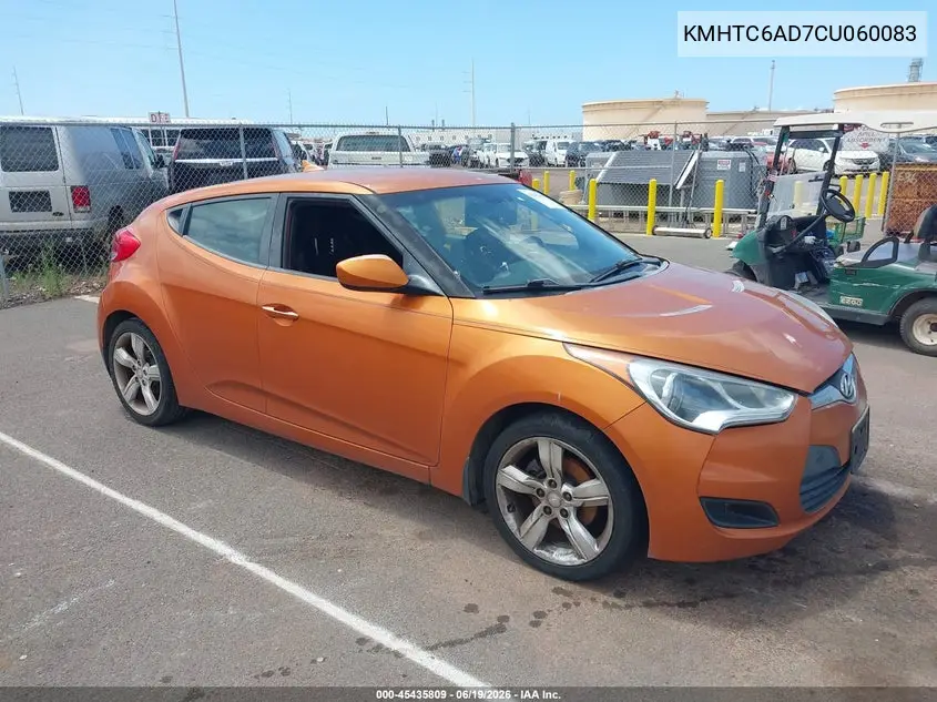 2012 Hyundai Veloster Base W/Black VIN: KMHTC6AD7CU060083 Lot: 45435809