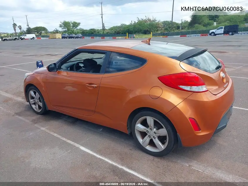 2012 Hyundai Veloster Base W/Black VIN: KMHTC6AD7CU060083 Lot: 45435809