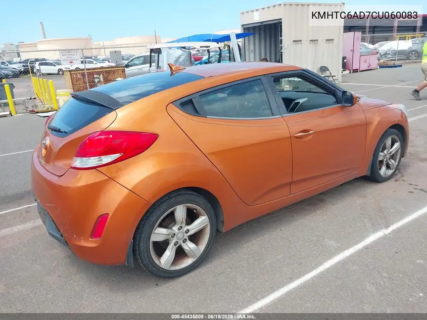 2012 Hyundai Veloster Base W/Black VIN: KMHTC6AD7CU060083 Lot: 45435809