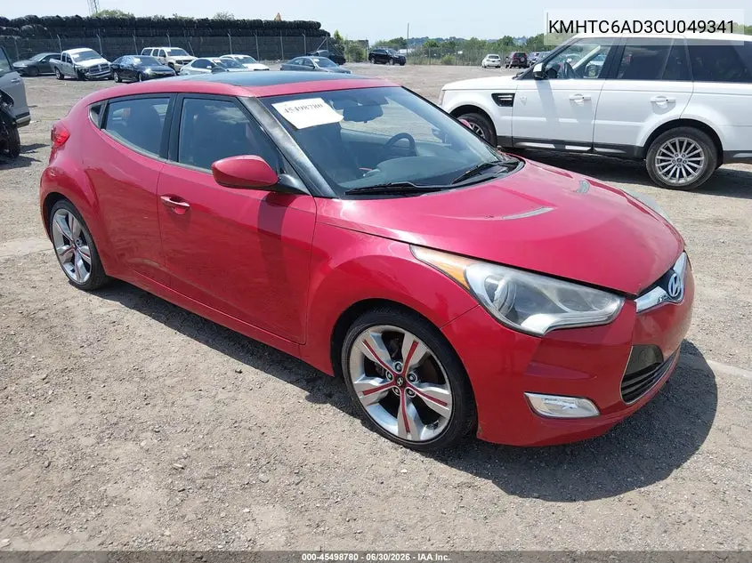 2012 Hyundai Veloster Base W/Red/Black VIN: KMHTC6AD3CU049341 Lot: 45498780