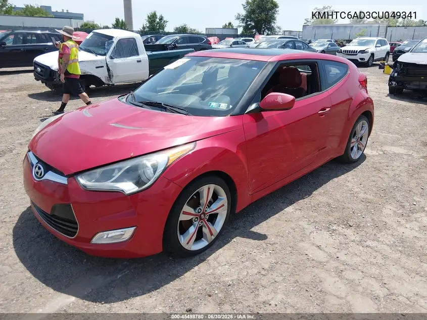 2012 Hyundai Veloster Base W/Red/Black VIN: KMHTC6AD3CU049341 Lot: 45498780