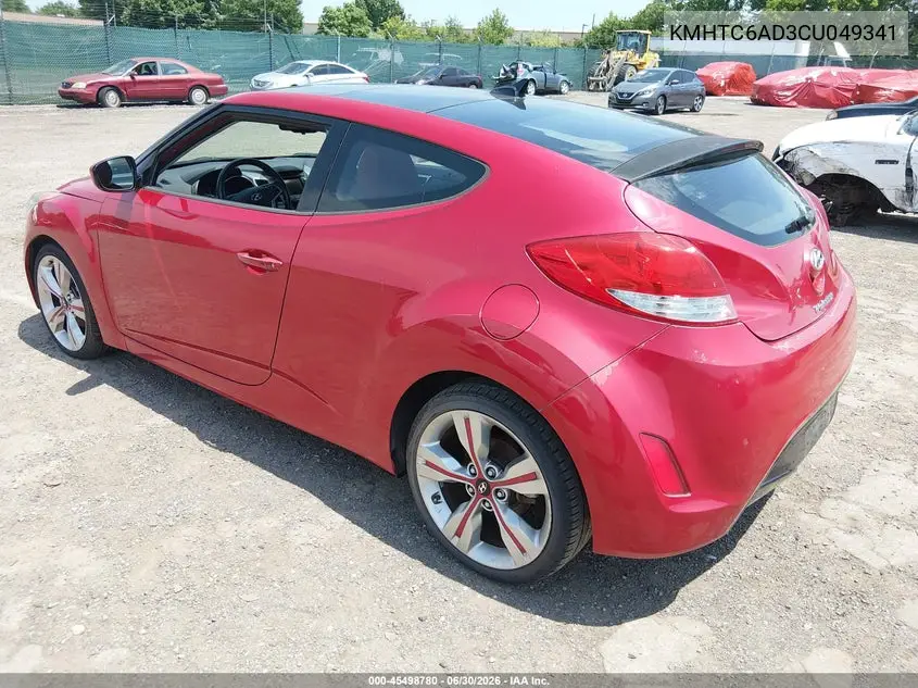 2012 Hyundai Veloster Base W/Red/Black VIN: KMHTC6AD3CU049341 Lot: 45498780