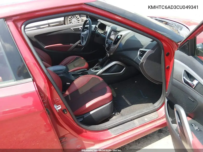 2012 Hyundai Veloster Base W/Red/Black VIN: KMHTC6AD3CU049341 Lot: 45498780