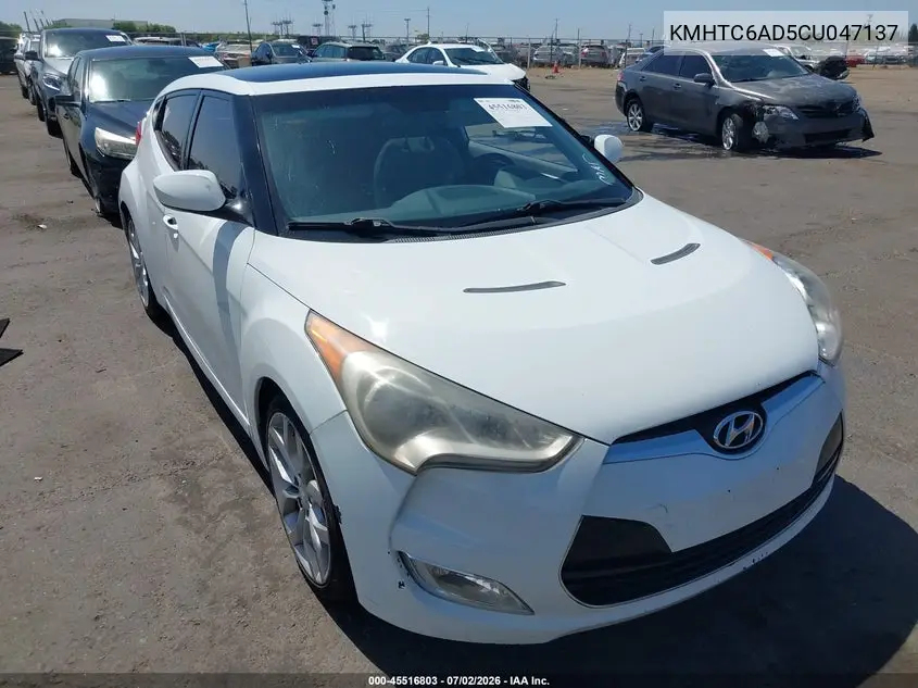 2012 Hyundai Veloster Base W/Gray VIN: KMHTC6AD5CU047137 Lot: 45516803