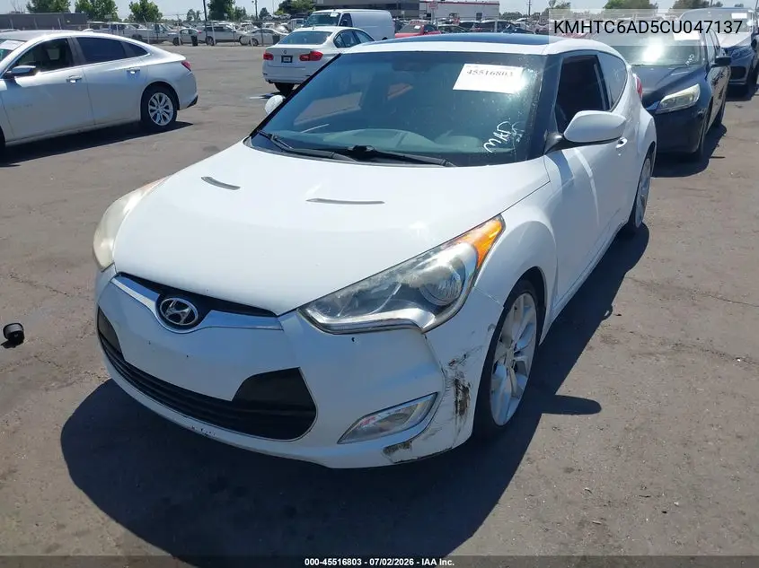 2012 Hyundai Veloster Base W/Gray VIN: KMHTC6AD5CU047137 Lot: 45516803