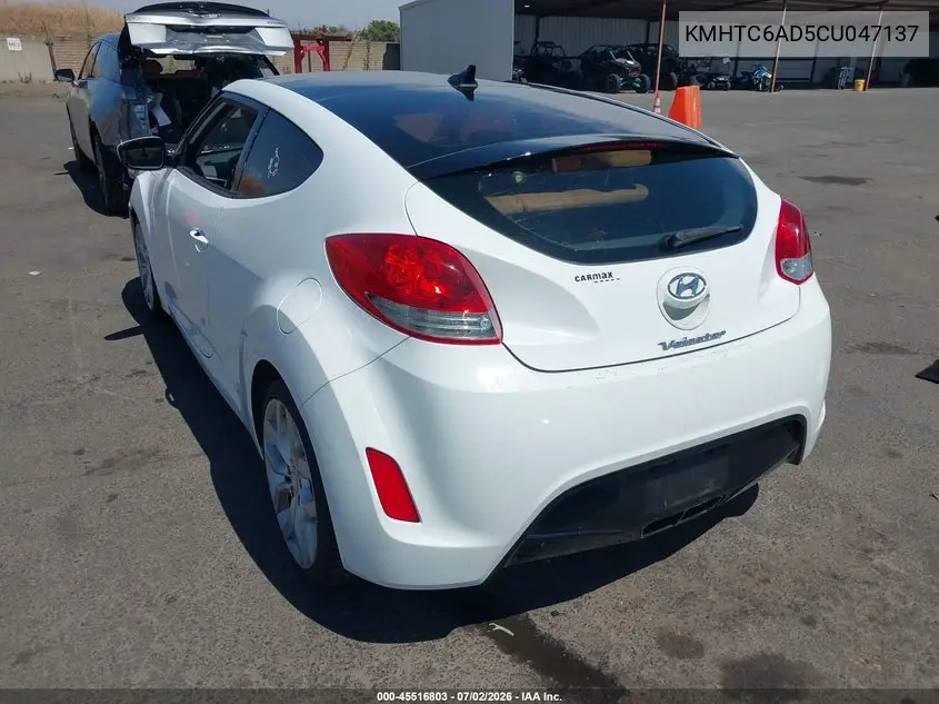 2012 Hyundai Veloster Base W/Gray VIN: KMHTC6AD5CU047137 Lot: 45516803