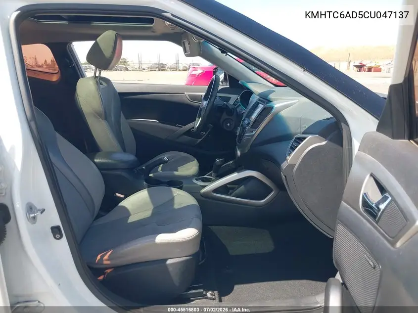 2012 Hyundai Veloster Base W/Gray VIN: KMHTC6AD5CU047137 Lot: 45516803