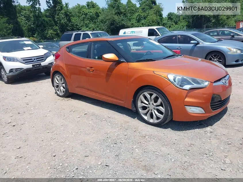 2012 Hyundai Veloster Base W/Black VIN: KMHTC6AD3CU029901 Lot: 45519987