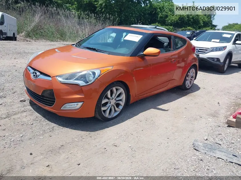 2012 Hyundai Veloster Base W/Black VIN: KMHTC6AD3CU029901 Lot: 45519987