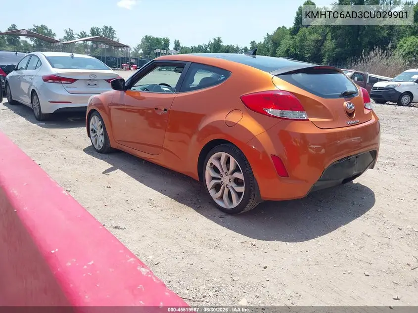 2012 Hyundai Veloster Base W/Black VIN: KMHTC6AD3CU029901 Lot: 45519987