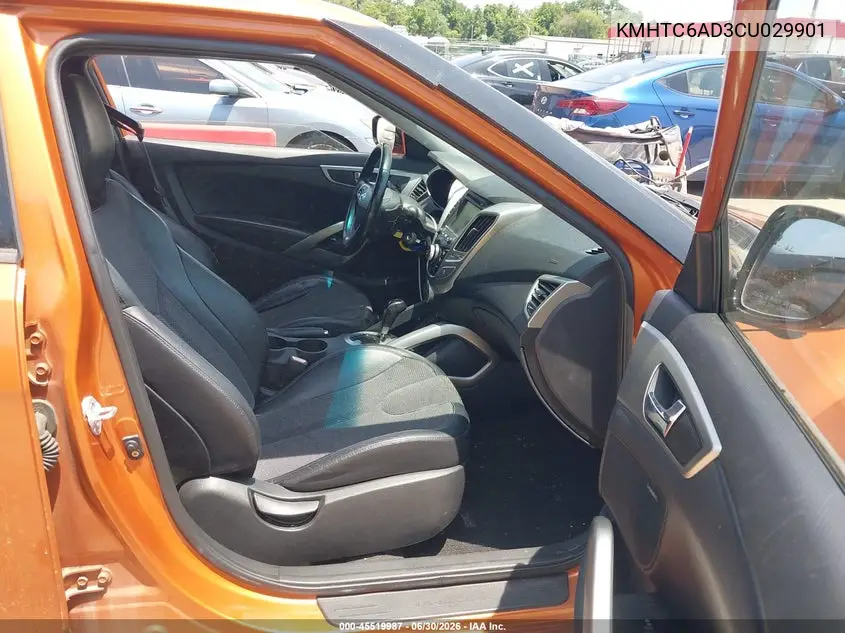 2012 Hyundai Veloster Base W/Black VIN: KMHTC6AD3CU029901 Lot: 45519987