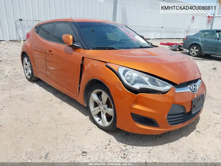 2012 Hyundai Veloster Base W/Black VIN: KMHTC6AD4CU080811 Lot: 45537835