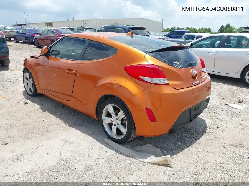 2012 Hyundai Veloster Base W/Black VIN: KMHTC6AD4CU080811 Lot: 45537835