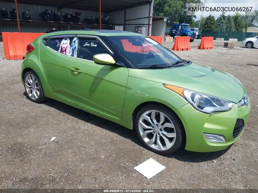 2012 Hyundai Veloster Base W/Black VIN: KMHTC6AD3CU066267 Lot: 45583013