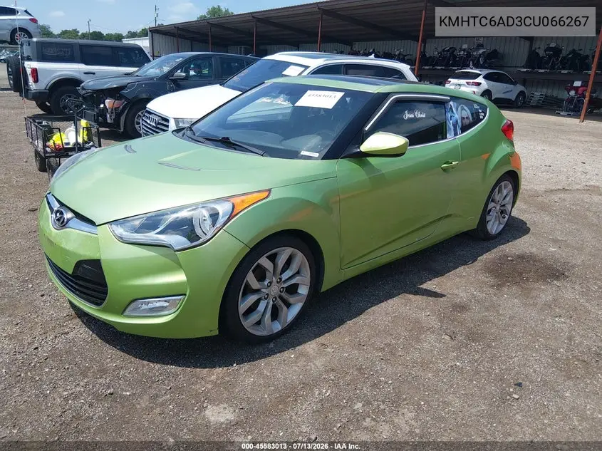 2012 Hyundai Veloster Base W/Black VIN: KMHTC6AD3CU066267 Lot: 45583013