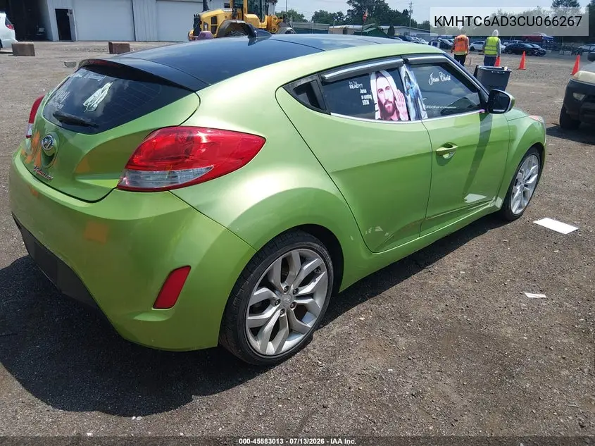 2012 Hyundai Veloster Base W/Black VIN: KMHTC6AD3CU066267 Lot: 45583013