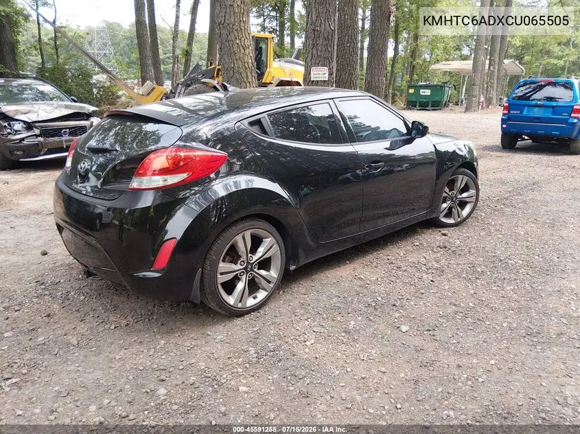2012 Hyundai Veloster Base W/Black VIN: KMHTC6ADXCU065505 Lot: 45591255