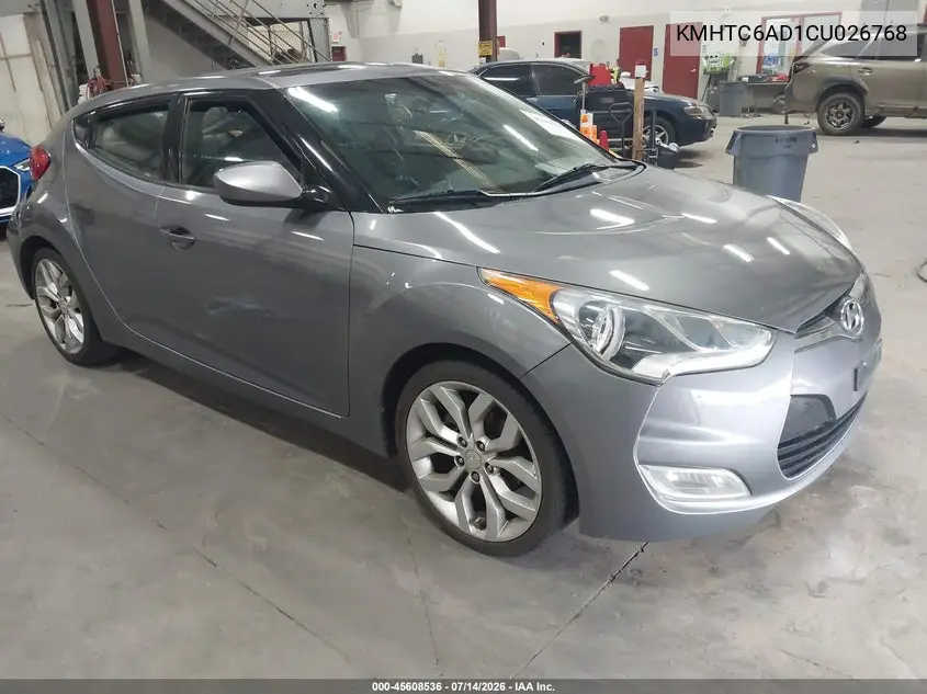 2012 Hyundai Veloster Base W/Black VIN: KMHTC6AD1CU026768 Lot: 45608536