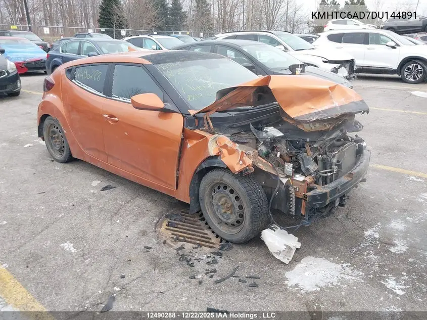 2013 Hyundai Veloster VIN: KMHTC6AD7DU144891 Lot: 12490288