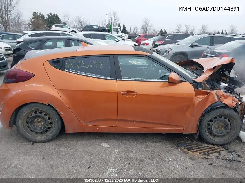 2013 Hyundai Veloster VIN: KMHTC6AD7DU144891 Lot: 12490288