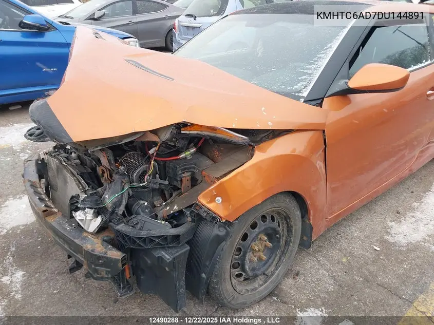 2013 Hyundai Veloster VIN: KMHTC6AD7DU144891 Lot: 12490288